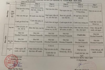 Thực đơn tháng 11/2025