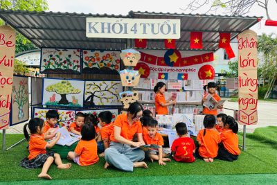 Lớp 4 tuổi A2 – Trường MN Minh Tân hưởng ứng Ngày Sách và Văn hóa đọc Việt Nam